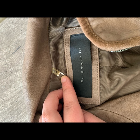 Elie Tahari brown lamb leather jacket medium - Picture 4 of 4